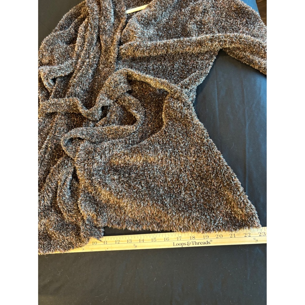White Stag Woodland Brown Fuzzy Eyelash Knit Belted Cardigan Sweater Large - Picture 5 of 7
